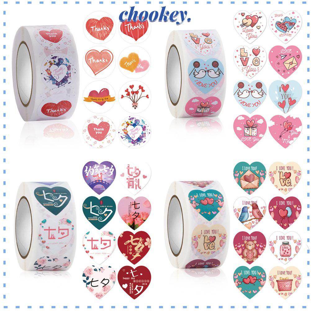 CHOOKEY Cuộn 500 Miếng Dán Trang Trí Hộp Quà Xinh Xắn