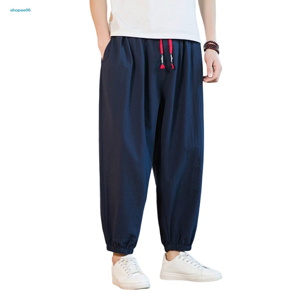 Quần Harem Lưng Thun Rút Dây Màu Trơn Thời Trang Mùa Hè Cho Nam
