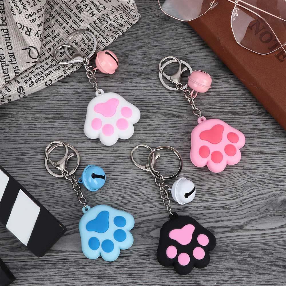 Móc Khóa Hình Chân Mèo 3D Dễ Thương Có Chuông Và Giá Đỡ