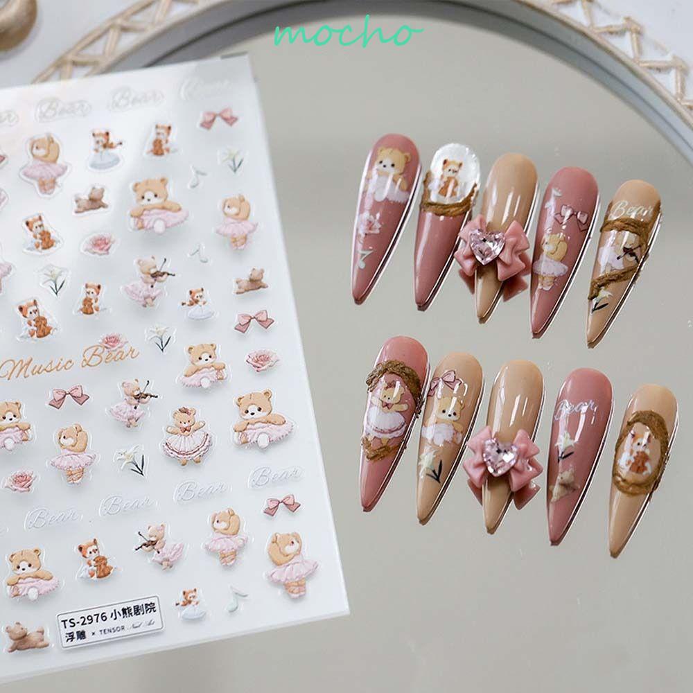 MOCHO Miếng Dán Trang Trí Móng Tay Họa Tiết Hoạt Hình Gấu / Thỏ / Dâu Tây Nhiều Màu Xinh Xắn Cho Nữ