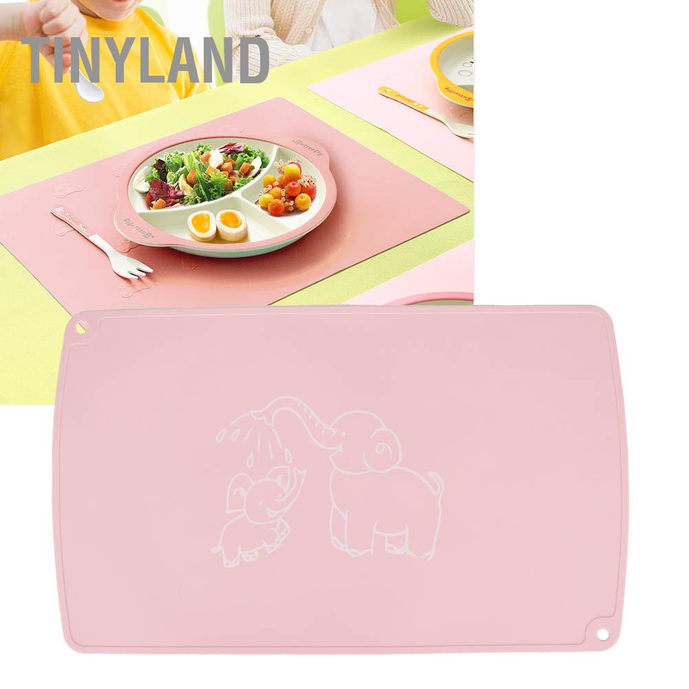 Hàng HOT TinyLand Placemat Tấm lót bàn bằng silicon cho trẻ em Cách nhiệt Cấp thực phẩm nhà bếp (Kích thước màu hồng: K.