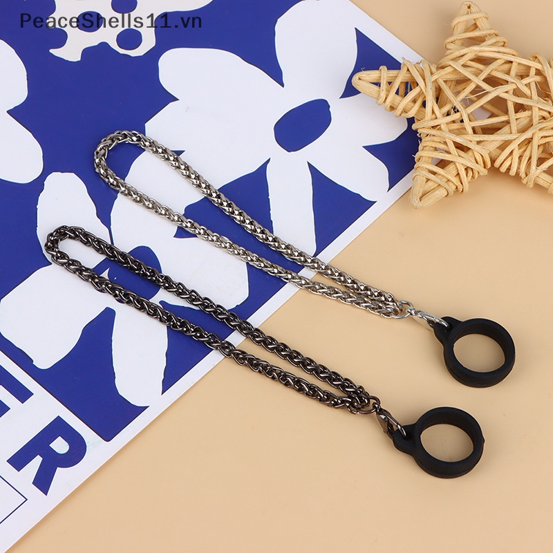 Vòng Đeo Tay / Nhẫn Bằng Silicone Phối Dây Xích Kim Loại Chống Rơi