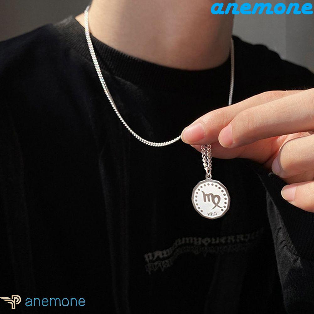 ANEMONE Vòng cổ Mặt Đồng Xu Phong Cách Retro Đơn Giản Cho Cặp Đôi