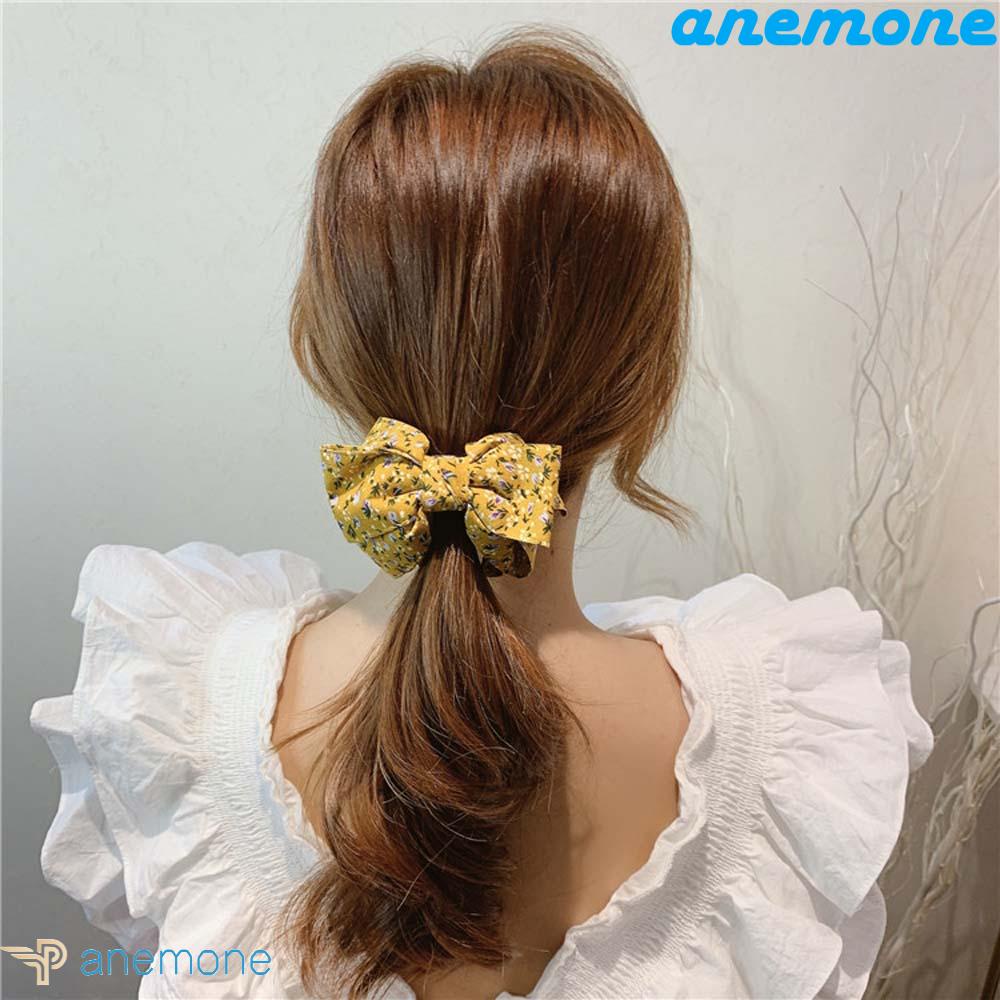 ANEMONE Kẹp Tóc Đuôi Ngựa Nhiều Lớp Họa Tiết Hoa Thanh Lịch Cho Nữ