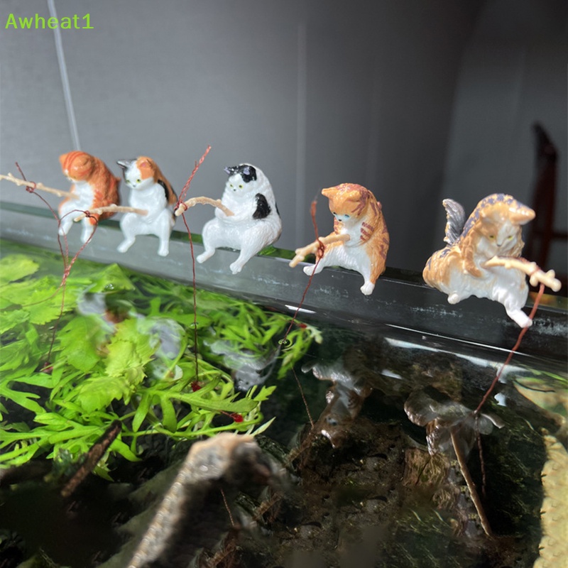 1 Tượng Mèo Câu Cá Mini Bằng Nhựa Resin Trang Trí Mới