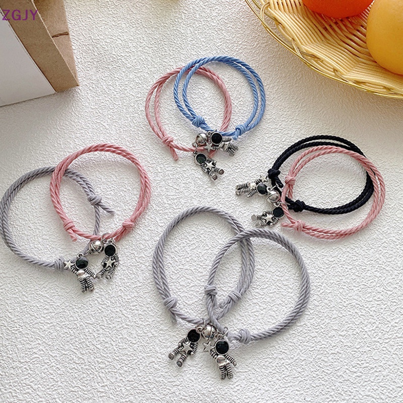 1 Cặp Vòng Tay Dây Bện Mặt Hình Phi Hành Gia Có Khóa Nam Châm Thời Trang Cho Cặp Đôi / Bạn Bè Mới