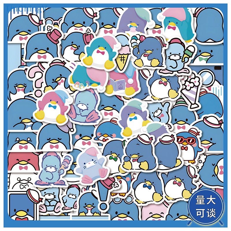 Bộ 64 Miếng Dán Họa Tiết Chim Cánh Cụt Hoạt Hình Chống Thấm Nước Trang Trí Laptop / Vali / Điện Thoại