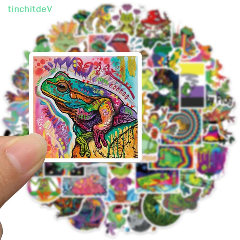 Bộ 50 Miếng Dán Hình Ếch Trang Trí Đàn Guitar / Laptop / Ván Trượt
