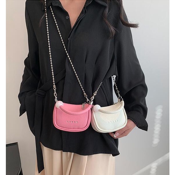 Túi Đeo Chéo Mini Phối Dây Đeo Sợi Xích Thời Trang Sang Trọng Cho Nữ