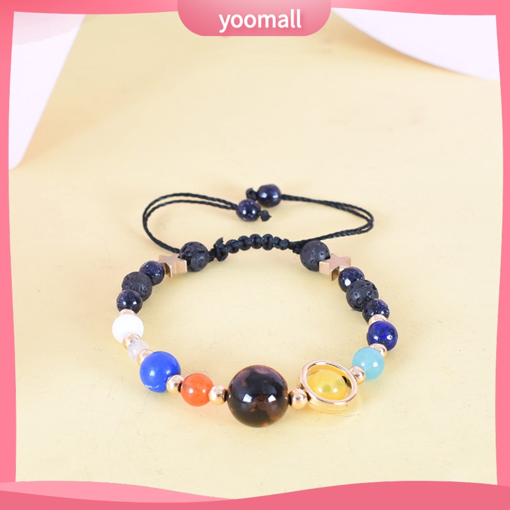 [YM] Vòng Tay Chuỗi Hạt Hình Hành Tinh Tám Hành Tinh Nhiều Màu Sắc Có Thể Điều Chỉnh Làm Quà Tặng Trang Sức Cho Nam Và Nữ Hệ Mặt Trời