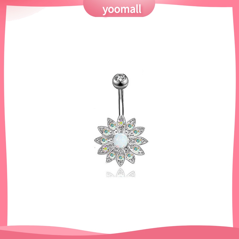 Set 5 Khuyên Rốn Tròn Họa Tiết Hoa Đính Đá Thời Trang