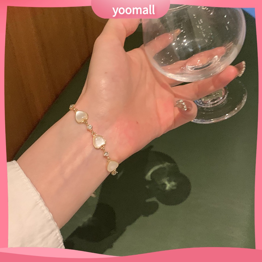 Vòng Tay Đính Đá Mắt Mèo Lấp Lánh Tùy Chỉnh Thời Trang Cho Nữ