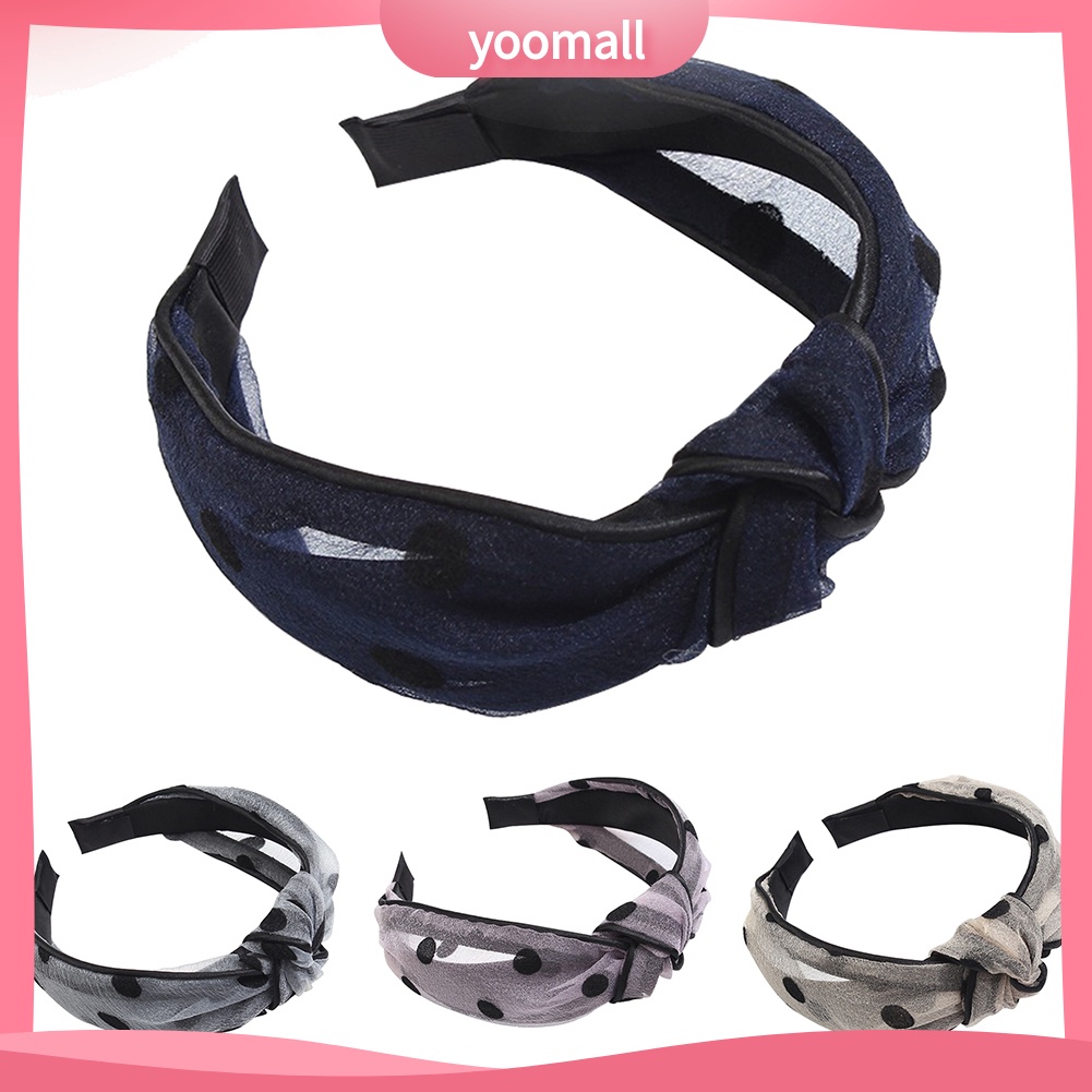 Băng Đô Cài Tóc Thắt Nút Họa Tiết Chấm Bi Phong Cách Vintage Cho Nữ