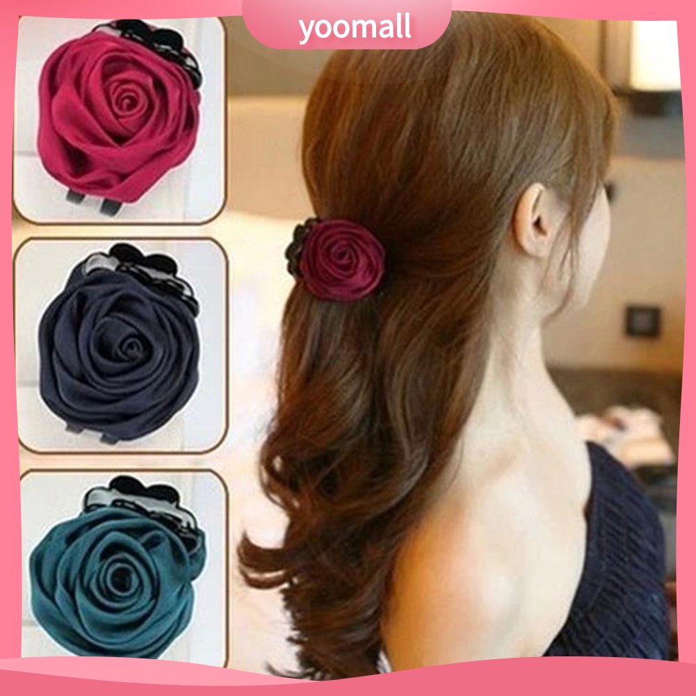 Kẹp Tóc Hình Hoa Hồng Bằng Vải Thời Trang Dành Cho Nữ