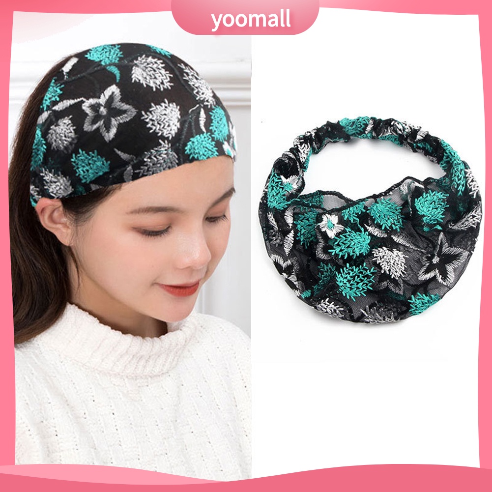 Băng Đô Vải Tuyn Bản Rộng Thêu Hoa / Ngôi Sao Phong Cách Trung Hoa Cổ Điển