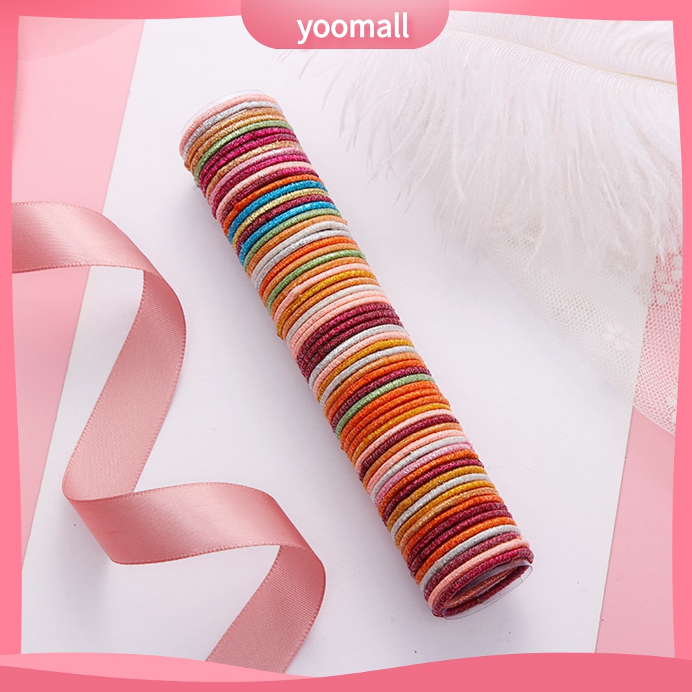 Set 50 Dây Cột Tóc Co Giãn Trang Trí Hình Nơ Xinh Xắn Cho Nữ