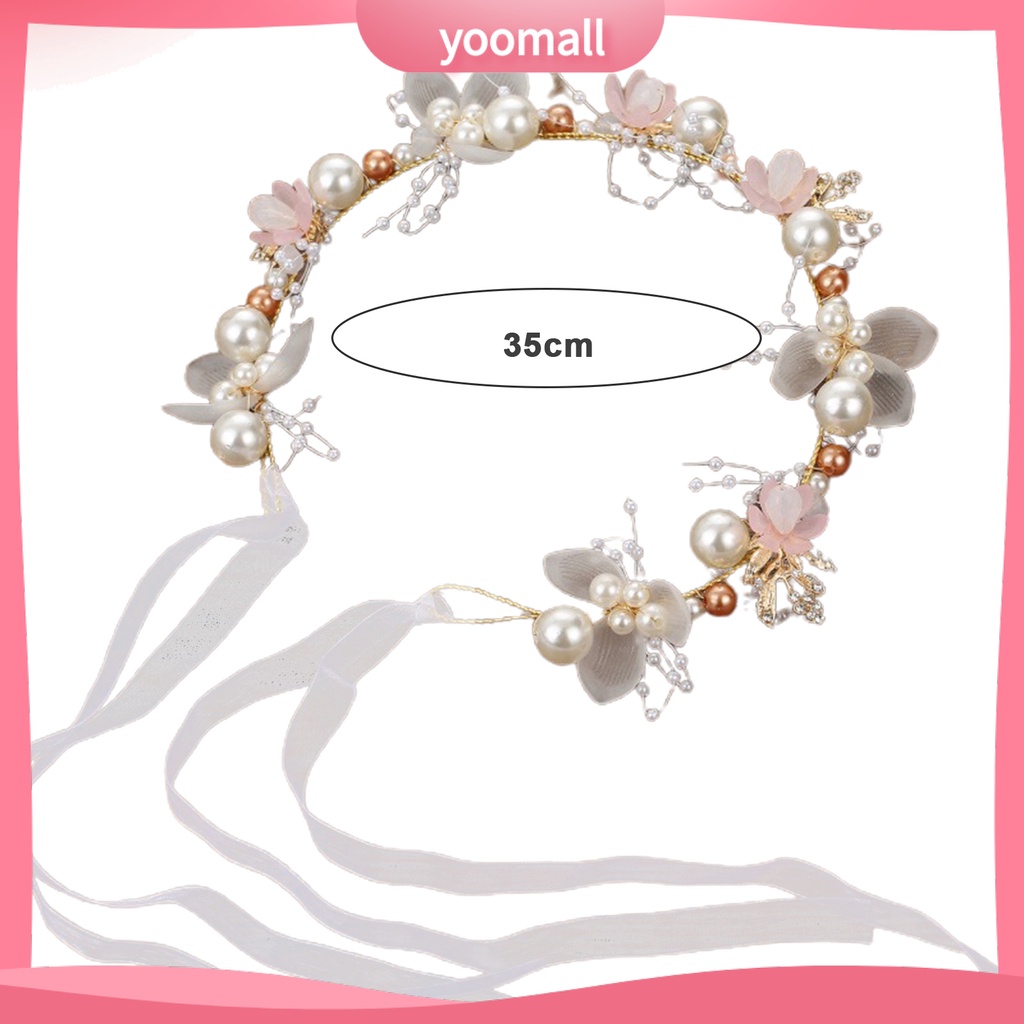 Băng Đô Cài Tóc Hình Vương Miện Công Chúa Đính Hoa Lá Co Giãn Chống Trượt Dễ Điều Chỉnh Cho Bé Gái