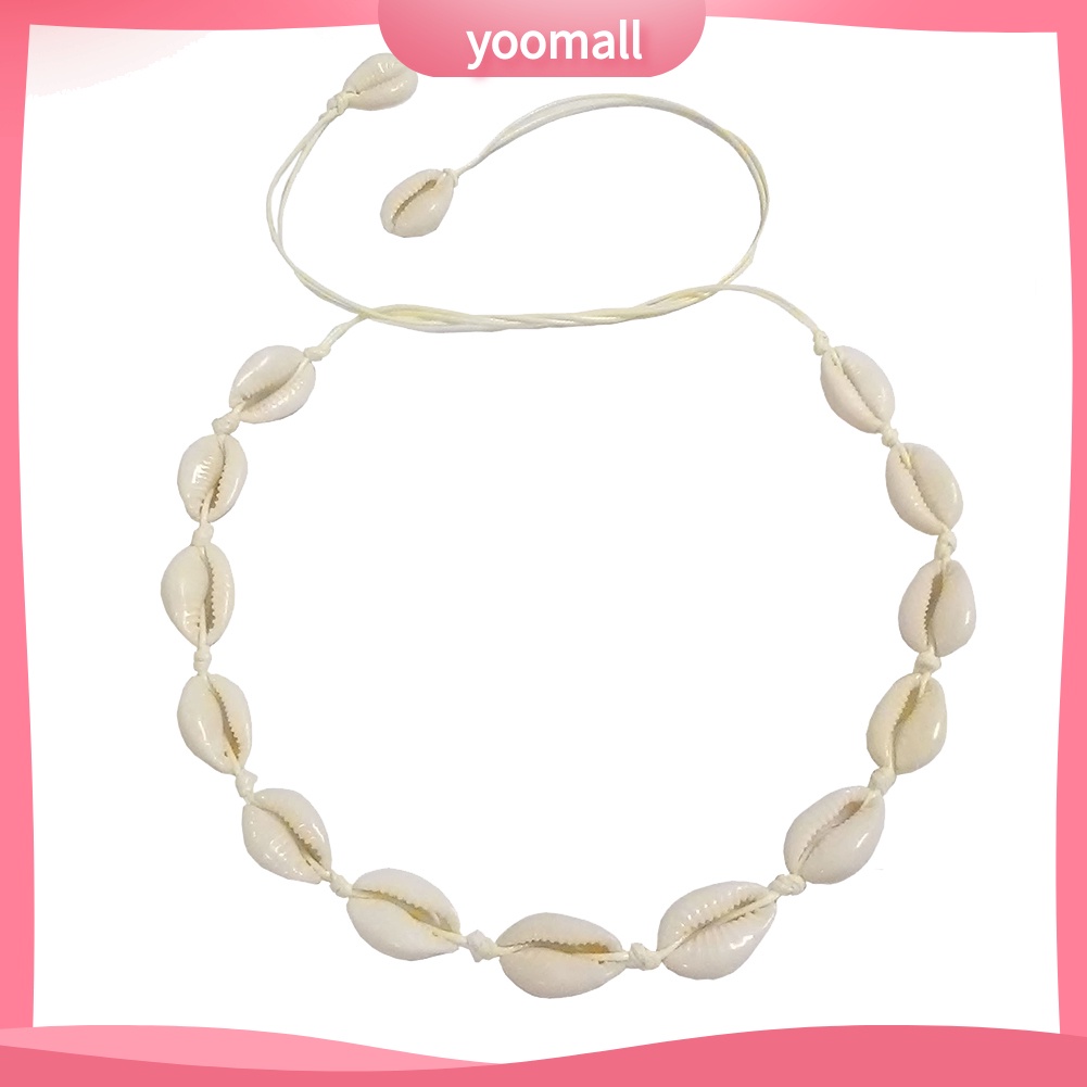 [YM] Vòng Cổ Choker Dệt Tay Mặt Vỏ Sò Biển Hawaii Làm Quà Tặng Cho Nữ