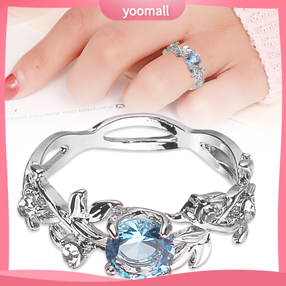 Nhẫn Hình Chiếc Lá Đính Đá Thời Trang Dành Cho Nữ