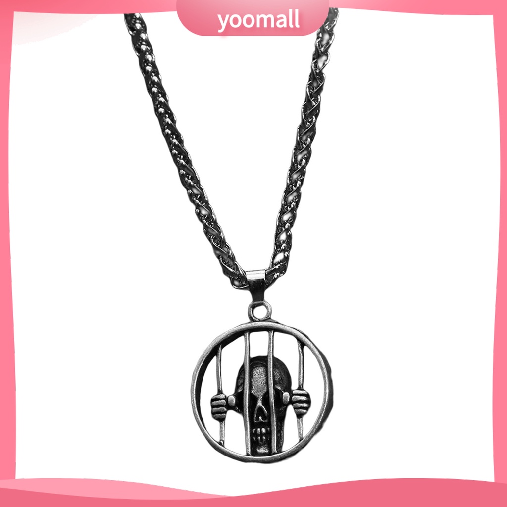 Vòng cổ Bằng Thép Không Gỉ Mặt Đầu Lâu Màu Sắc Trơn Phong Cách Hip Hop Cho Nam