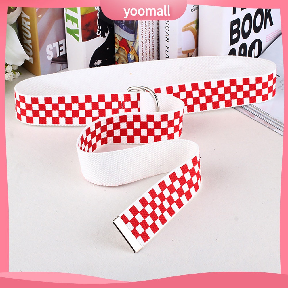 Thắt Lưng Vải Canvas Họa Tiết Kẻ Sọc / Chữ D Thời Trang Cho Nam Và Nữ