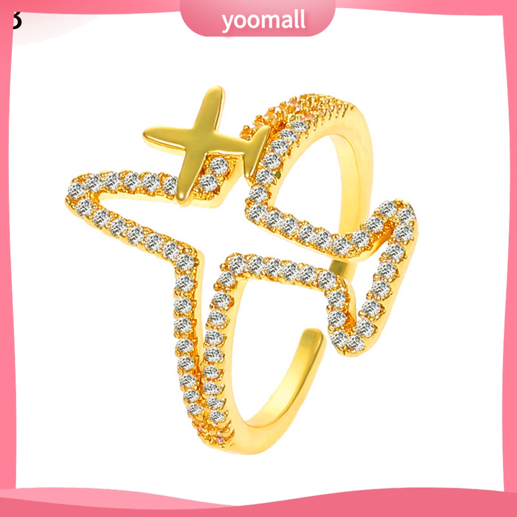 Nhẫn Hở Hình Máy Bay Bằng Kim Loại Lấp Lánh Có Thể Điều Chỉnh