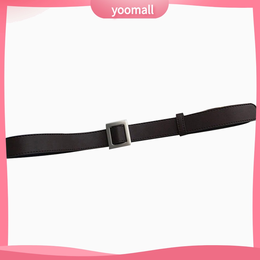 Thắt Lưng Giả Da Màu Trơn Khóa Vuông Thời Trang Cho Nữ