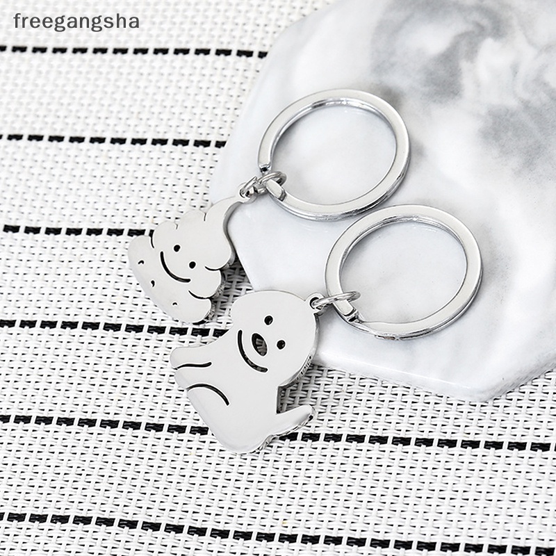 [FREG] Lovely Animal Dog Pendant Keychain for Women Simple Stainless Steel Silver Color Keychain Fashion Jewelry Gift FDH