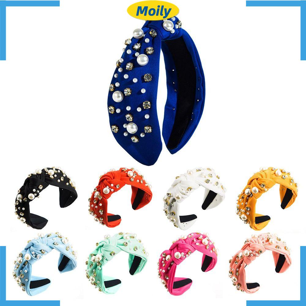 MOILYVN Băng Đô Cài Tóc Bản To Đính Ngọc Trai Lấp Lánh Cho Cô Dâu