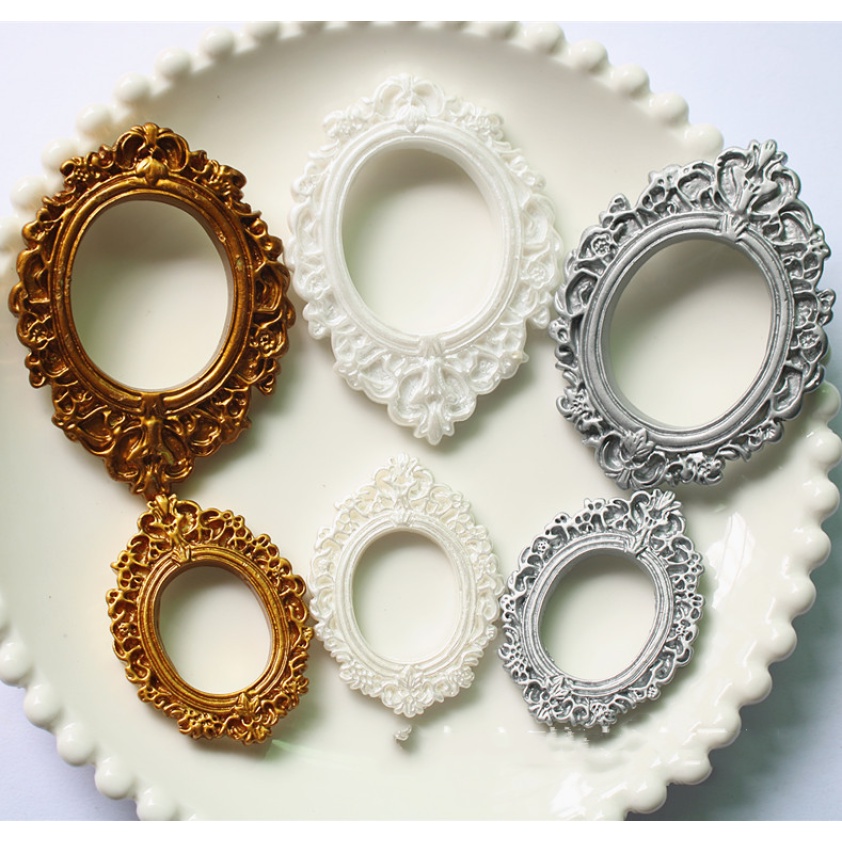 Set 10 Khung Ảnh Màu Trắng / Vàng / Bạc Trang Trí Ốp Điện Thoại DIY