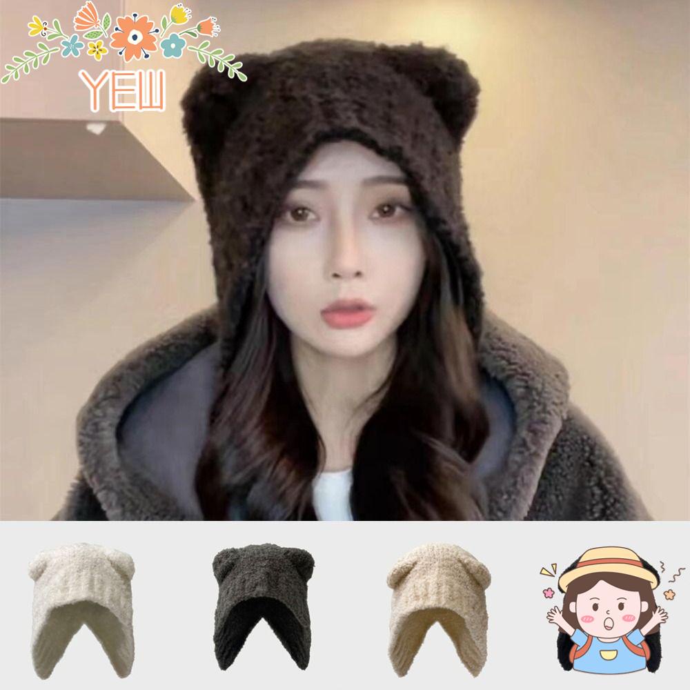 YEW Mũ Len Giữ Ấm Mùa Đông Kiểu Dáng Dễ Thương