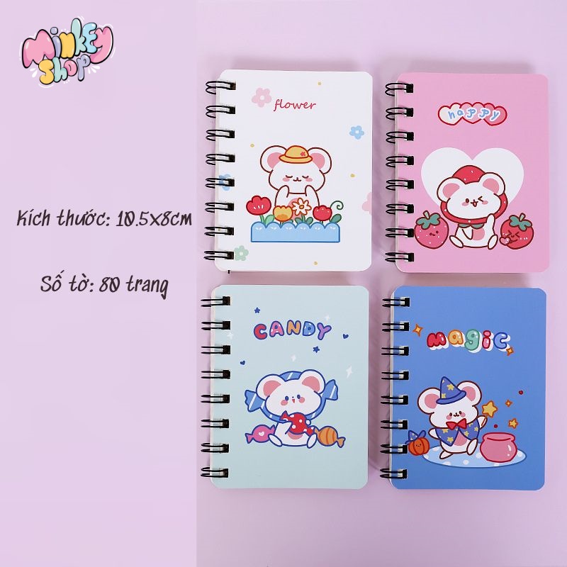 Sổ tay ghi chép mini sổ lò xo A7 80 trang cao cấp notebook tập lên kế hoạch-Minkey