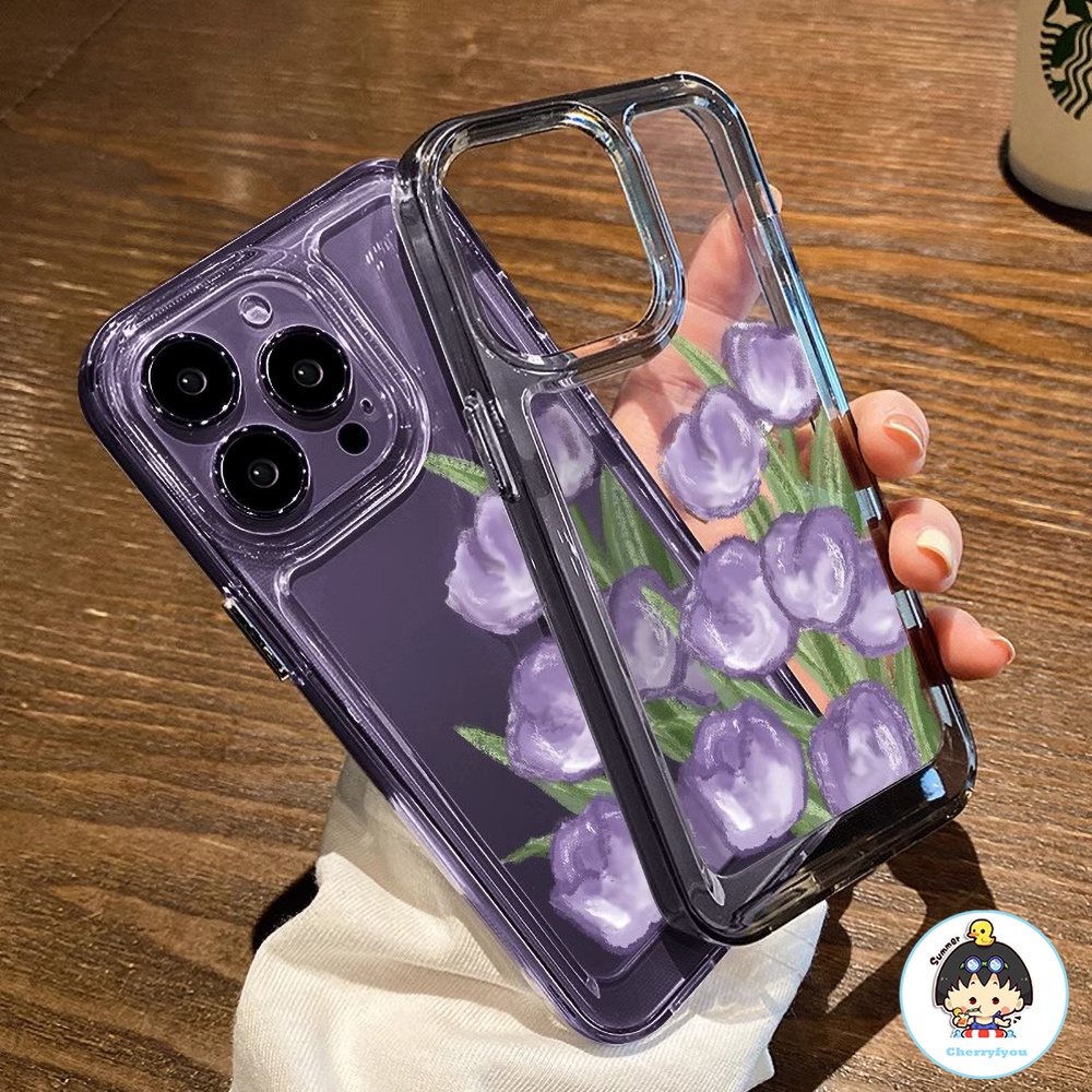 Ốp Điện Thoại TPU Mềm Chống Rơi Chống Bụi Bẩn Họa Tiết Hoa Tulip Cho IPhone 14 13 12 11 Pro Max X XR 8 7 Plus