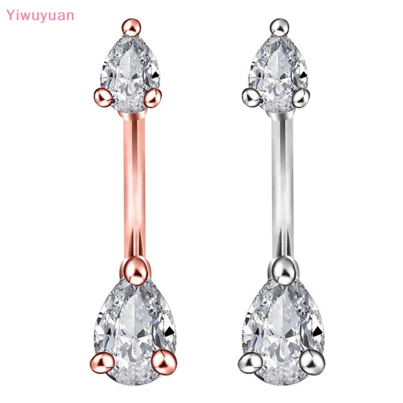 < Yiwuyuan > Khuyên Rốn Đính Đá Zircon Hình Giọt Nước Thời Trang Quyến Rũ Phụ Kiện Trang Sức Cho Nữ Mới