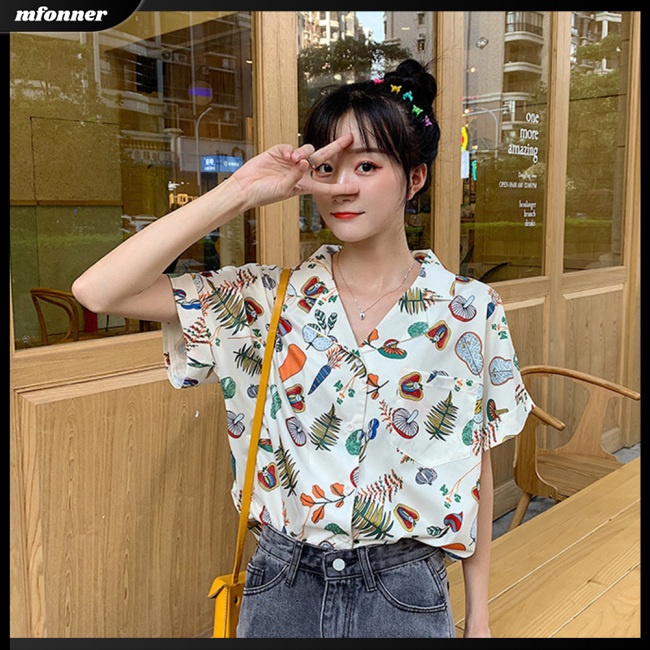 Áo Sơ Mi Chiffon Tay Ngắn Dáng Rộng In Họa Tiết Cổ Điển Thời Trang Mùa Hè Cho Nữ