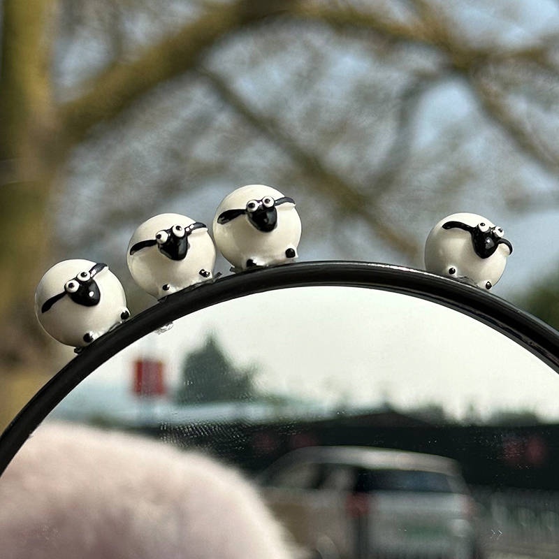 Internet Celebrity Little Sheep Rearview Mirror of Electric Vehicle Mini Cute Anime Battery Car Locomotive Transformation Accessories Decorative Sticker ymdg