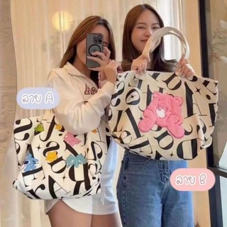 Túi tote vải chữ in hình gấu