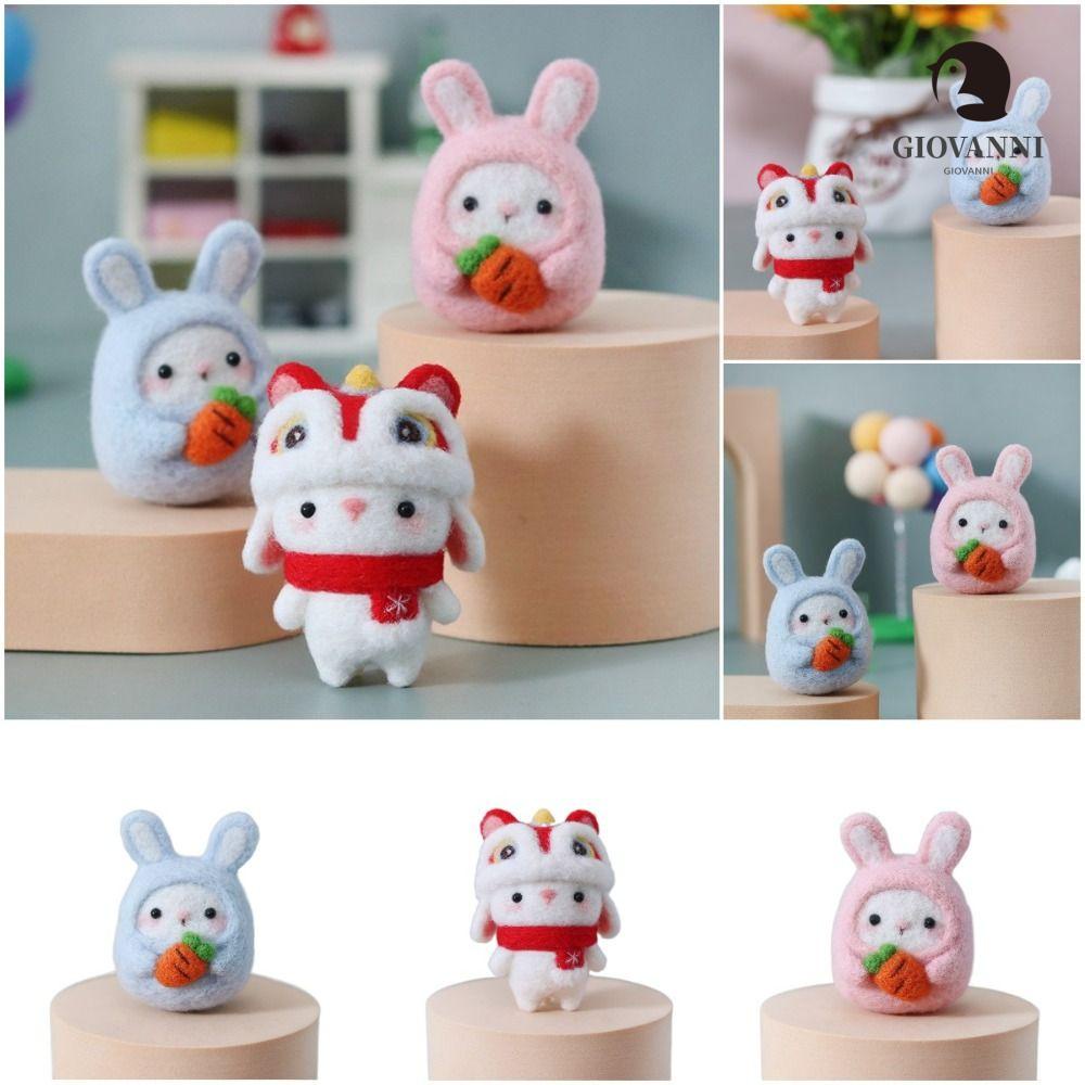 Giovanni Bộ Kim Đan Len Bằng Vải Nỉ Hình Thỏ Sáng Tạo Không Hoàn Thiện Dùng Trang Trí Diy