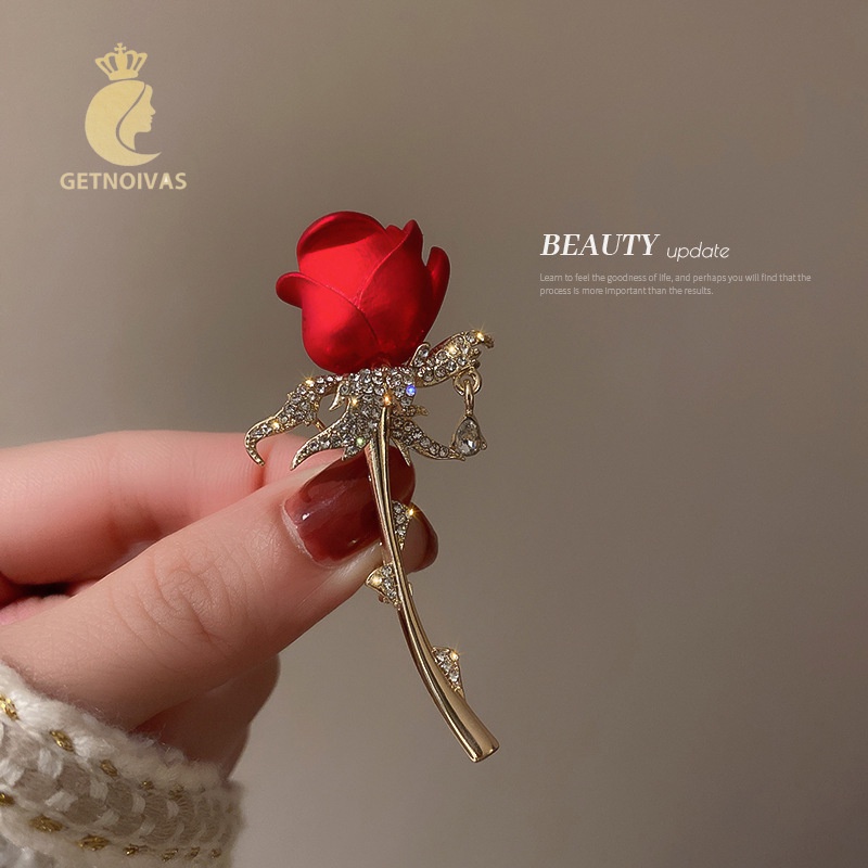 GETNOIVAS Trâm Cài Áo Hình Hoa Tulip Đỏ