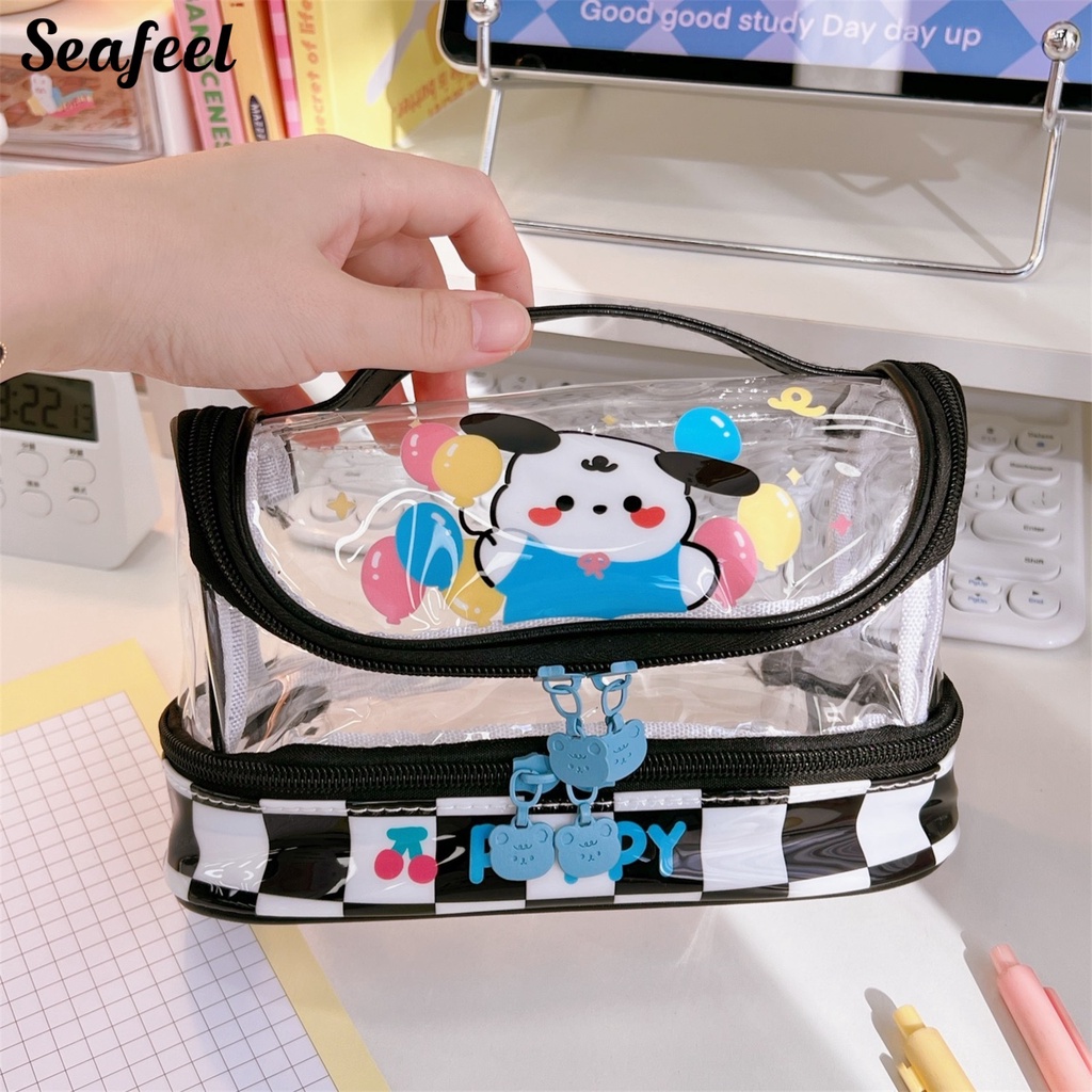 Túi Đựng Bút Bằng PVC Trong Suốt Chống Bụi Sức Chứa Lớn Cho Học Sinh