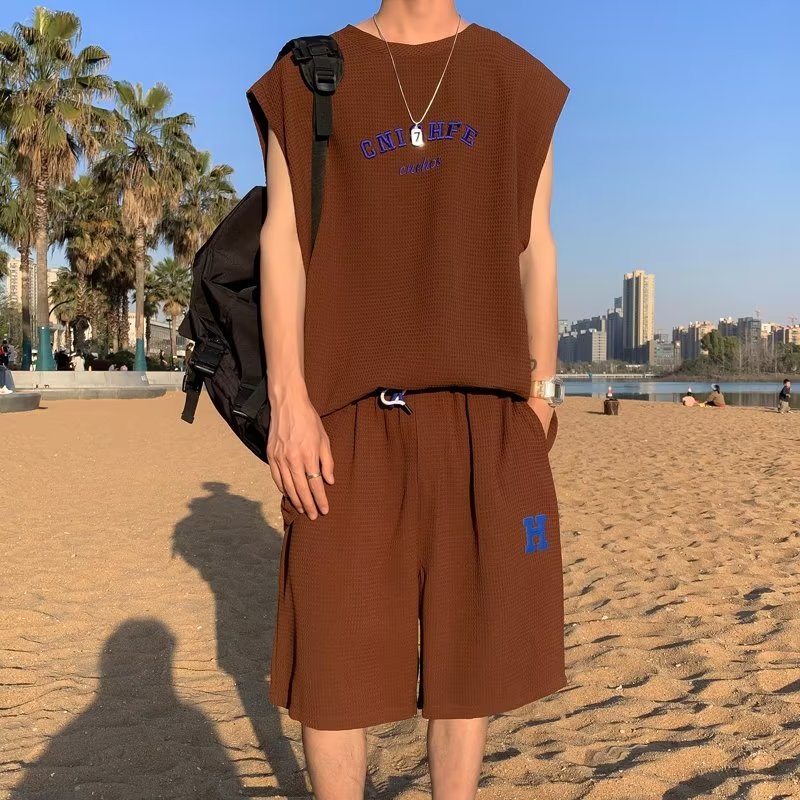 Set Áo Thun Sát Nách Và Quần Short Thể Thao Phong Cách Hong Kong Thời Trang Mùa Hè Mới Cho Nam