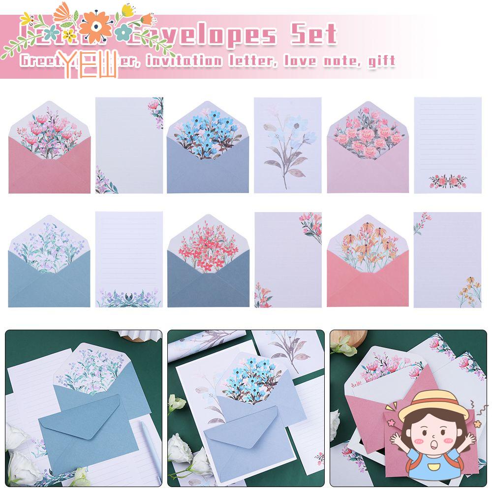 Set 6 Bao Thư In Hoa Và Chữ Độc Đáo Trang Trí Tiệc Cưới / Văn Phòng / Trường Học