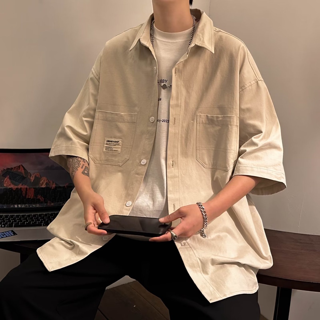 Áo Sơ Mi Ngắn Tay Phong Cách Hàn Quốc Mỏng Mát Cho Mùa Hè Dành Cho Nam Giới, Chất Liệu Cotton, Phong Cách Cổ Điển, Dễ Phối Đồ, Chất Lượng Cao