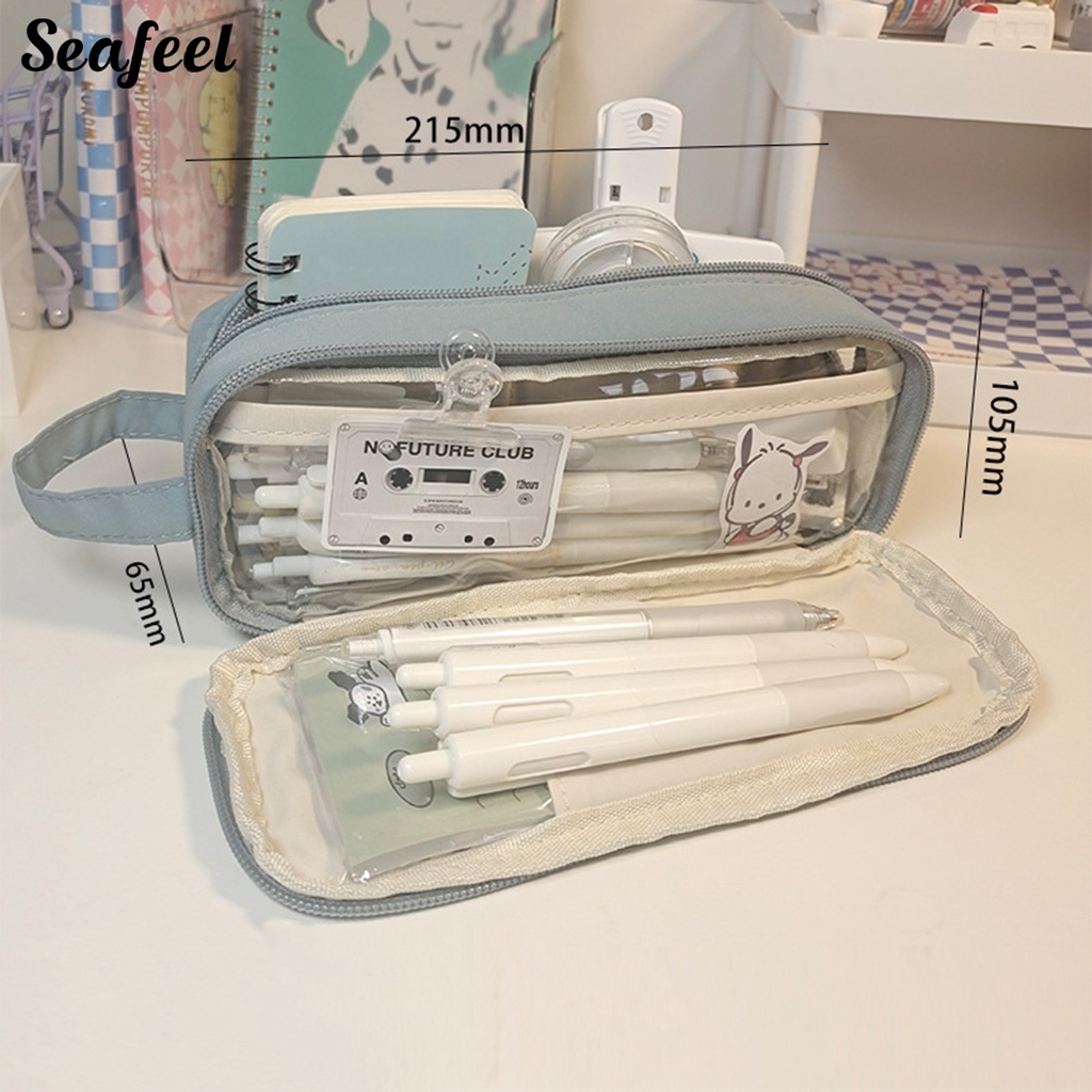 Hộp Đựng Bút Nhiều Ngăn Sức Chứa Lớn Có Khóa Kéo Và Tay Cầm Dành Cho Học Sinh