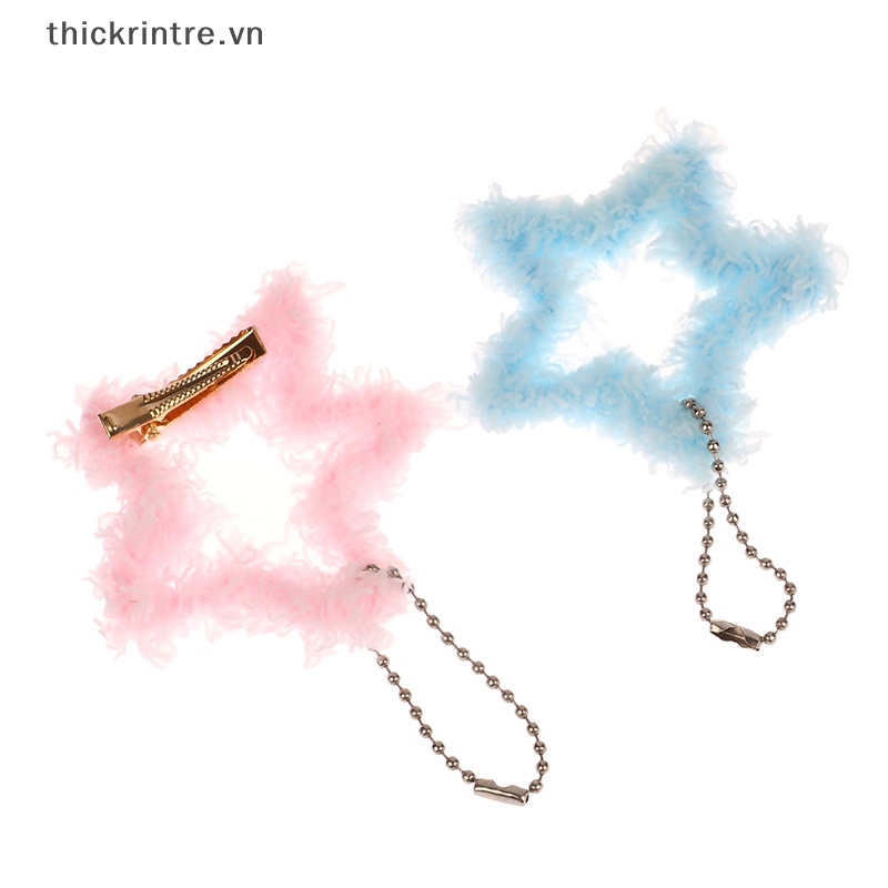 Kẹp Tóc Hình Ngôi Sao Năm Cánh Phối Lông Màu Kẹo Ngọt Y2k