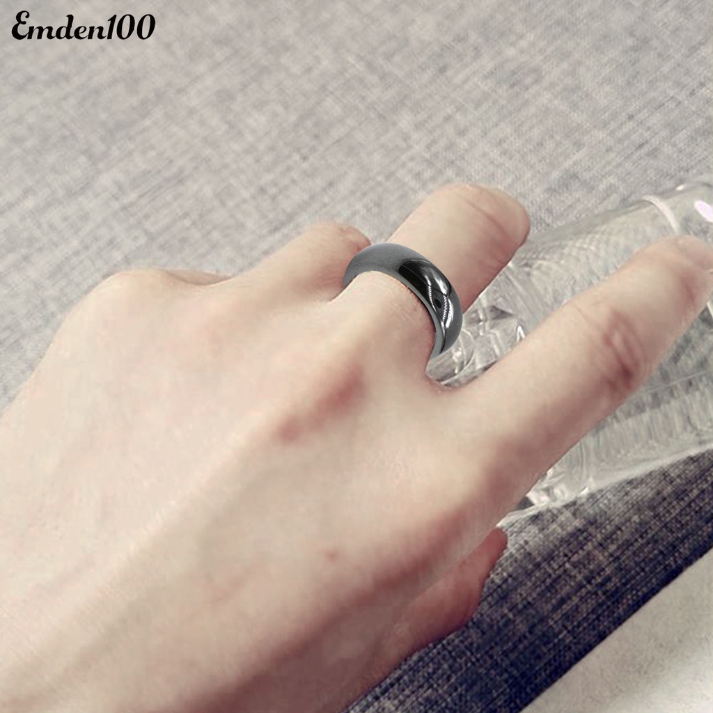 Nhẫn Đá Hematite Bản Rộng 6mm Thời Trang