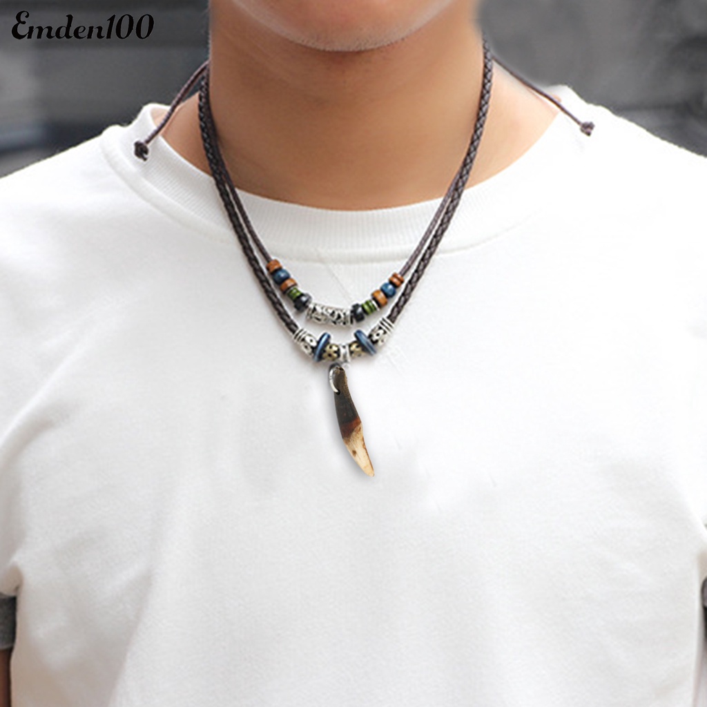 Vòng Cổ Giả Da Nhiều Lớp Phong Cách Retro Cho Nam