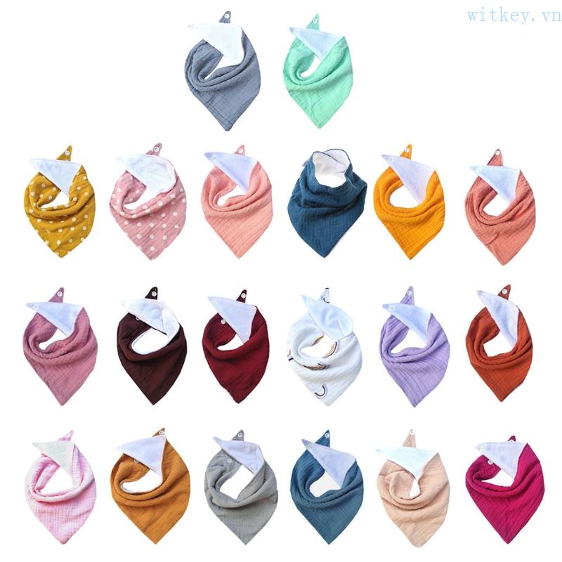 Yếm Ăn Tam Giác Vải Cotton Mềm Thấm Hút Tốt 17 Màu Lựa Chọn Dành Cho Em Bé