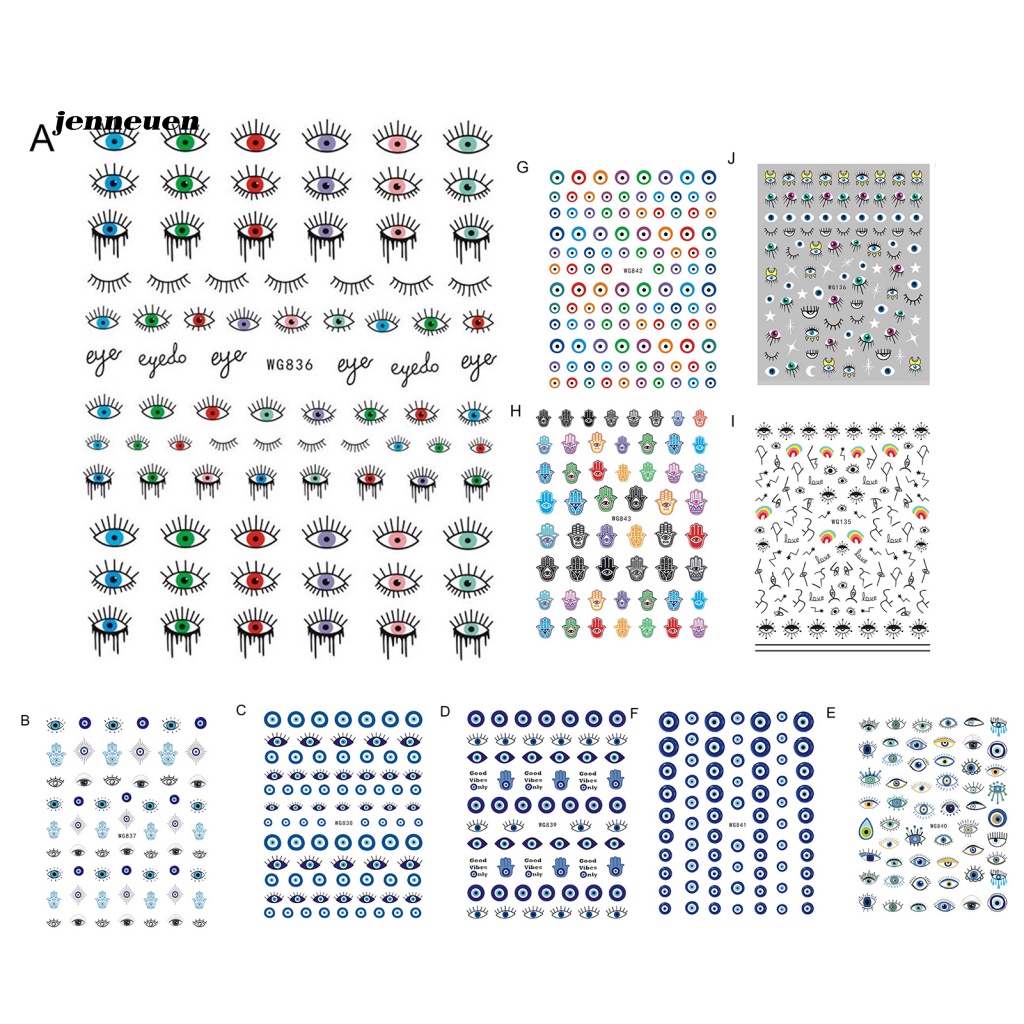 Đề Can Dán Móng Tay Nhiều Màu Sắc Họa Tiết Mắt Thời Trang Quyến Rũ Cho Nữ