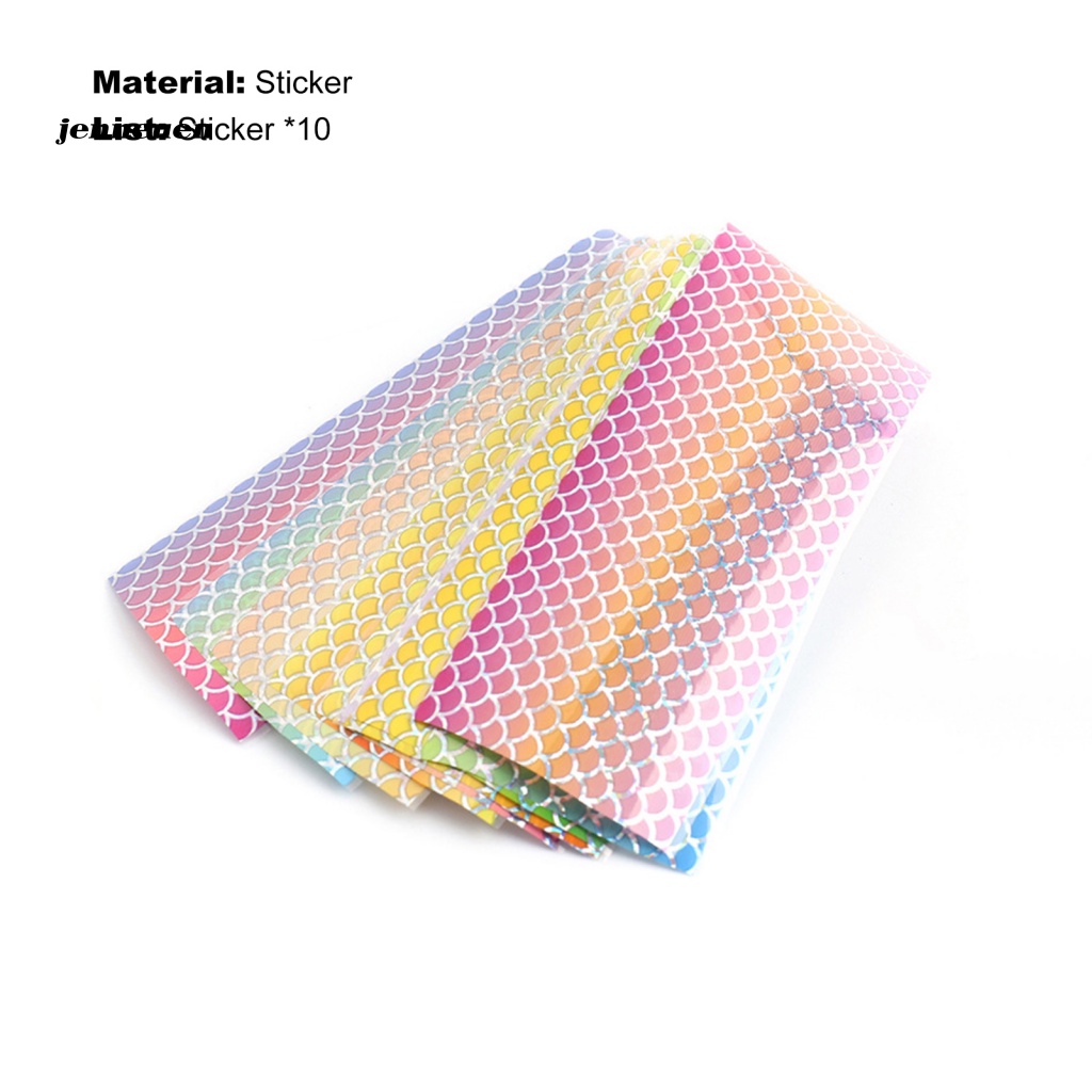 Set 10 Lá Nhôm Mỏng Nhẹ Họa Tiết Vảy Cá Màu Gradient Trang Trí Móng Cho Nữ